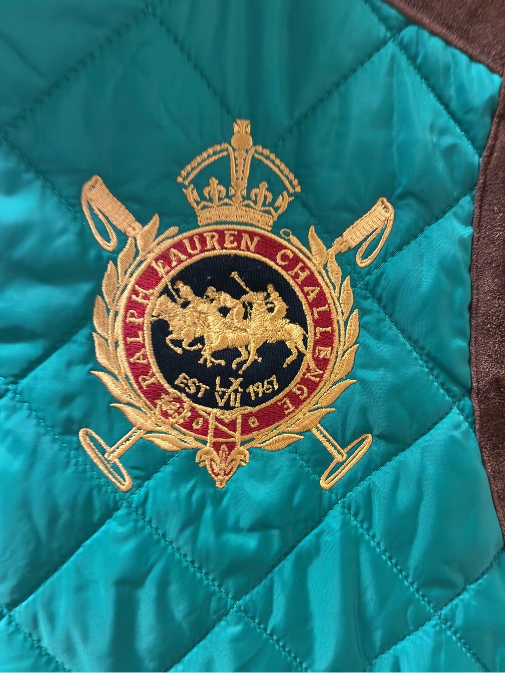 Ralph Lauren Sport Green Quilted Vest with Brown Calf Leather Accents - Picture 5 of 6